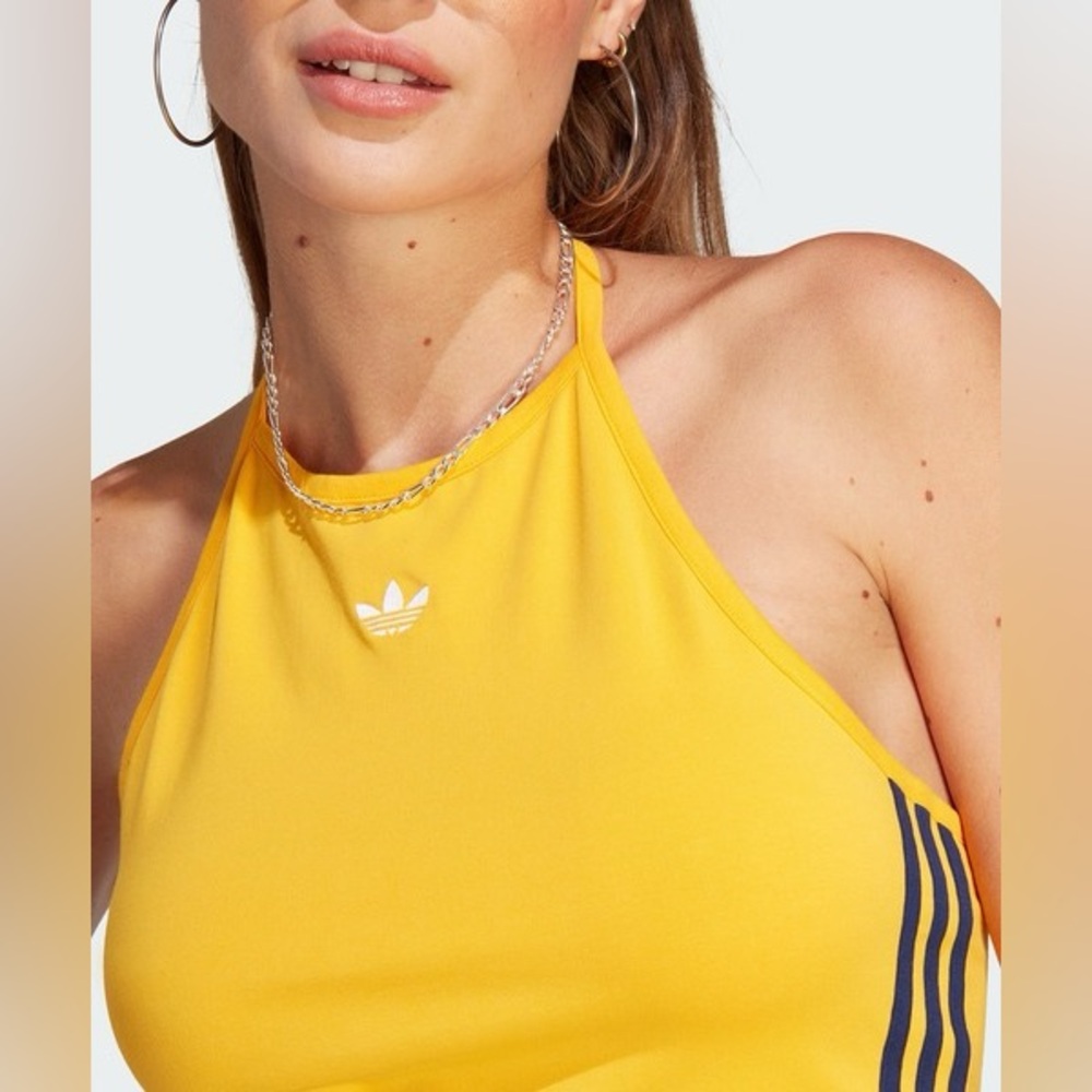 Adidas Originals Orange Halter-Neck Crop Tank Top